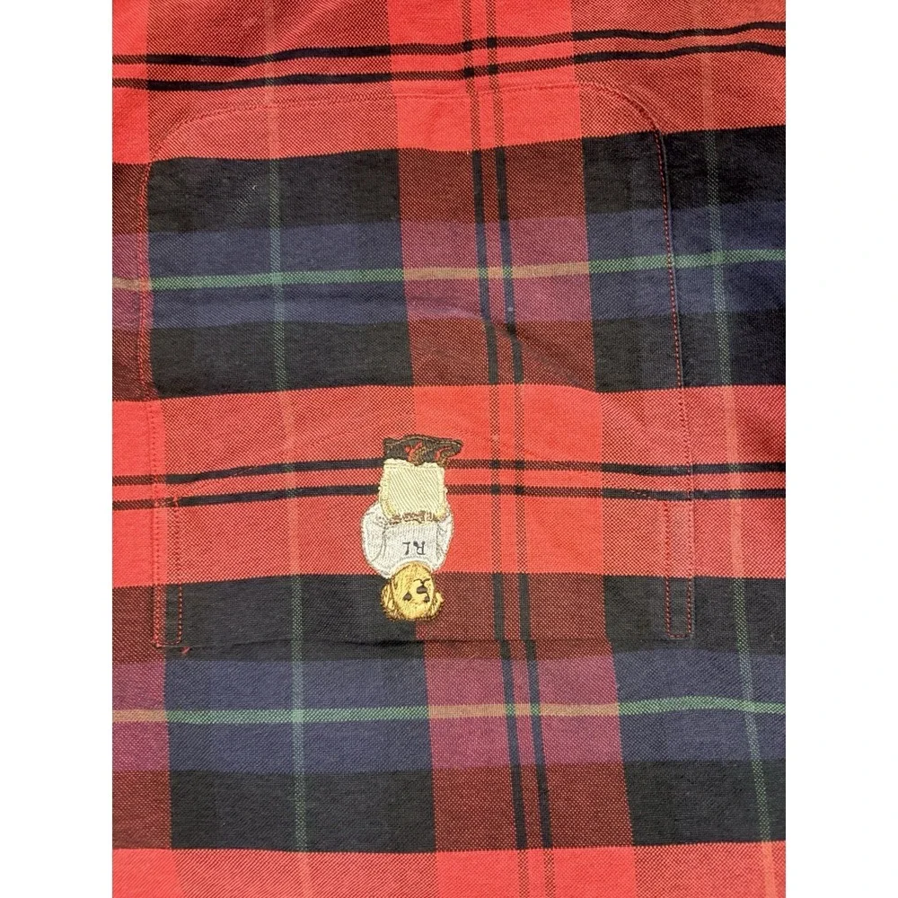 Ralph Lauren Blake Shirt Mens XXL Red‎ Plaid Button Down Long Sleeve Bear 90s